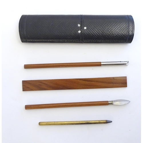 1218 - An early 20thC Heintze & Blanckertz cased stationery writing set, comprising pen, pencil, knife and ... 