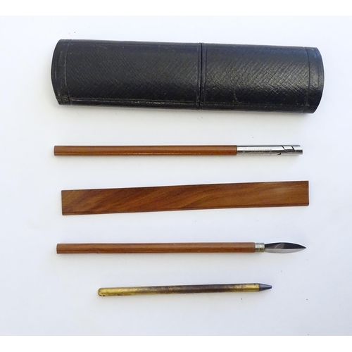 1218 - An early 20thC Heintze & Blanckertz cased stationery writing set, comprising pen, pencil, knife and ... 