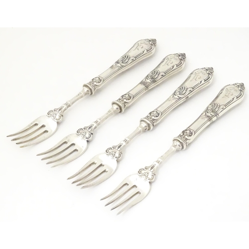 319 - A set of four Russian silver forks Approx 7 1/2