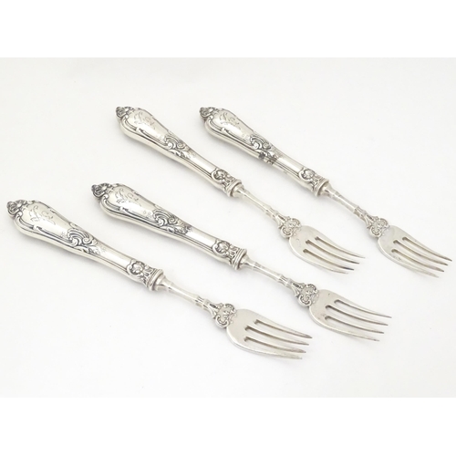 319 - A set of four Russian silver forks Approx 7 1/2