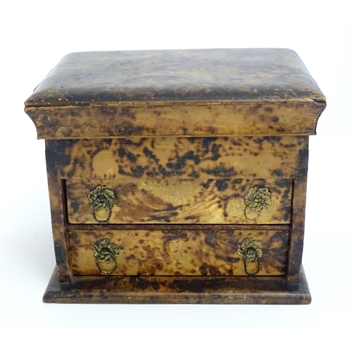 1181 - A Victorian simulated burr walnut jewellery box with lift lid and two drawers. Approx. 6 1/4