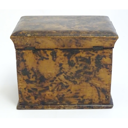 1181 - A Victorian simulated burr walnut jewellery box with lift lid and two drawers. Approx. 6 1/4