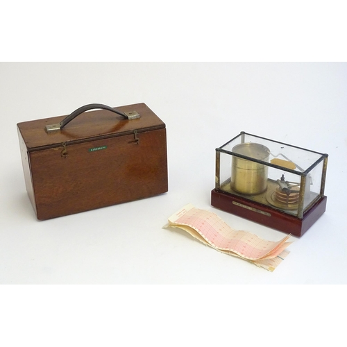 1255 - A mid 20thC cased barograph. Case approx. 7