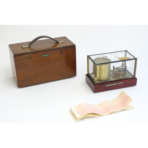 1255 - A mid 20thC cased barograph. Case approx. 7