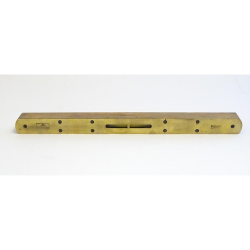 1258 - A 20thC brass mounted spirit level, marked W. Marples & Sons, Sheffield to top, impressed with broad... 