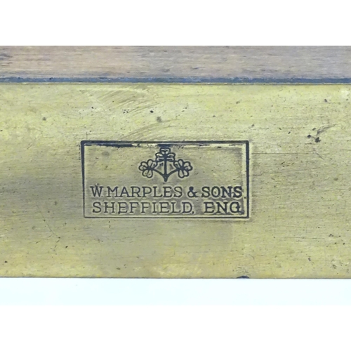 1258 - A 20thC brass mounted spirit level, marked W. Marples & Sons, Sheffield to top, impressed with broad... 