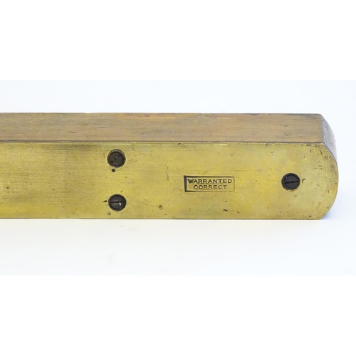 1258 - A 20thC brass mounted spirit level, marked W. Marples & Sons, Sheffield to top, impressed with broad... 