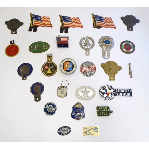 1260 - A collection of car / automobile badges, numerous American examples including: Fraternal Order of Po... 