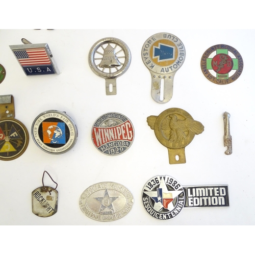 1260 - A collection of car / automobile badges, numerous American examples including: Fraternal Order of Po... 