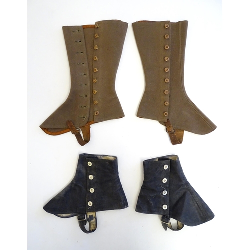 1262 - Two pairs of Edwardian gaiters in green and blue, the largest 10