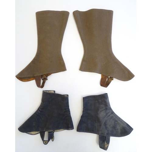 1262 - Two pairs of Edwardian gaiters in green and blue, the largest 10