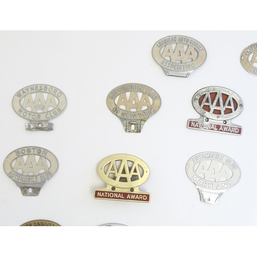 1263 - A large collection of American Automobile Association car badges, including 13 local chapters: Lanca... 