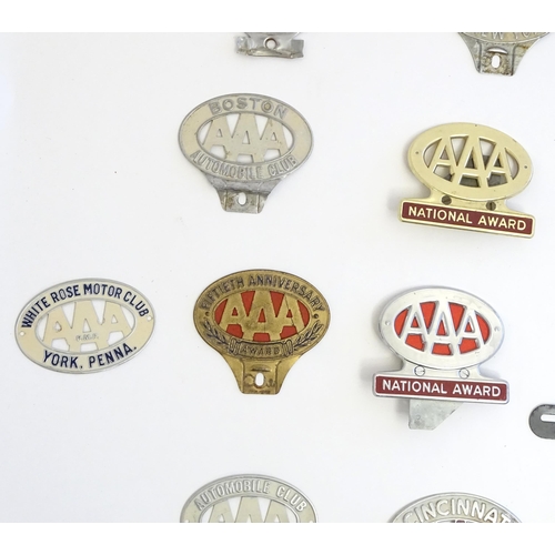 1263 - A large collection of American Automobile Association car badges, including 13 local chapters: Lanca... 