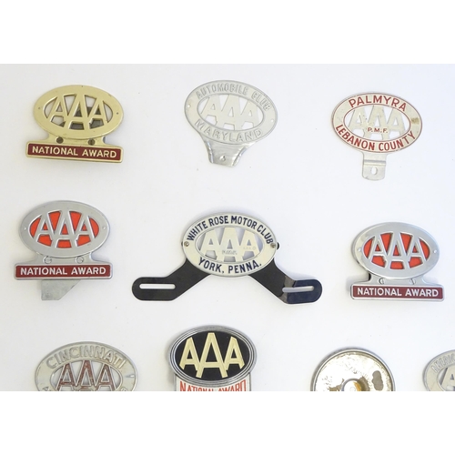 1263 - A large collection of American Automobile Association car badges, including 13 local chapters: Lanca... 