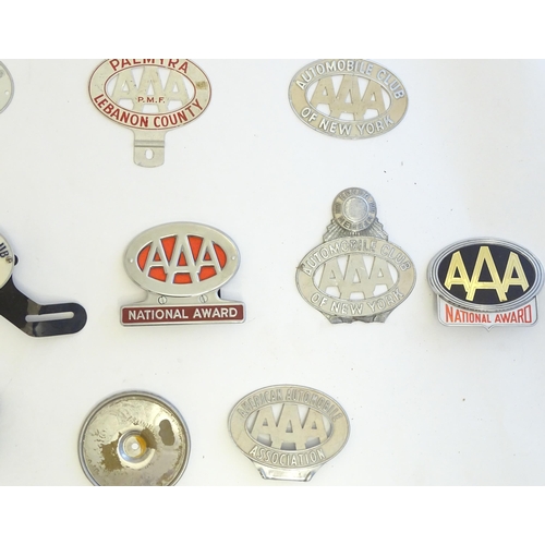 1263 - A large collection of American Automobile Association car badges, including 13 local chapters: Lanca... 