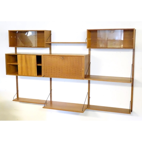 2207 - Vintage Retro, Mid-century: a Danish Poul Cadovius Royal System teak modular wall storage unit, cons... 