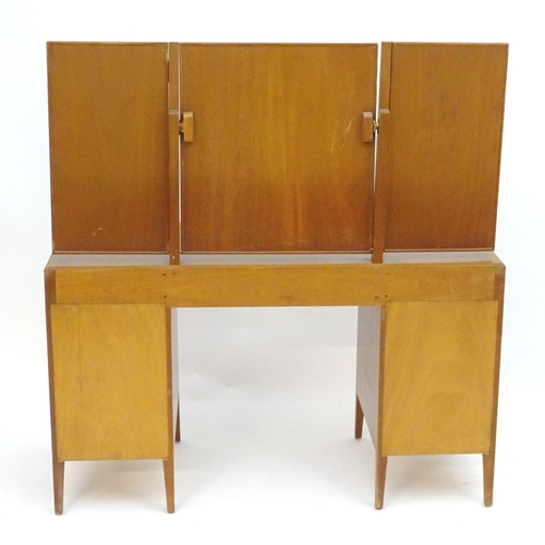 2213 - Vintage Retro, Mid-century: a Loughborough Furniture teak dressing table, with two flights of three ... 