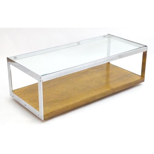 2222 - Vintage Retro, Mid-century: a 1960s Merrow Associates coffee table, the chromed steel frame supporti... 