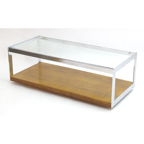 2222 - Vintage Retro, Mid-century: a 1960s Merrow Associates coffee table, the chromed steel frame supporti... 