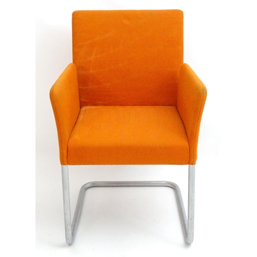 2224 - Vintage Retro, Mid-century: a Walter Knoll cantilever armchair with orange upholstery, approximately... 