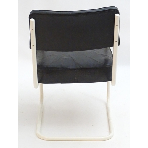 2234 - Vintage Retro, Mid-century: a 1960s cantilever chair, with black leather back rest and seat, support... 