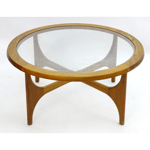 2235 - Vintage Retro, Mid-century: Stateroom by Stonehill, a teak coffee table with circular glazed top sup... 