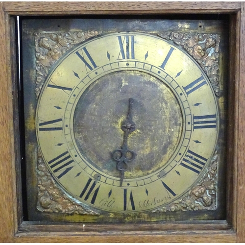 2278 - Richard Gilkes - Adderbury : An 18thC oak cased Quaker longcase clock, The iron posted hoop and spik... 