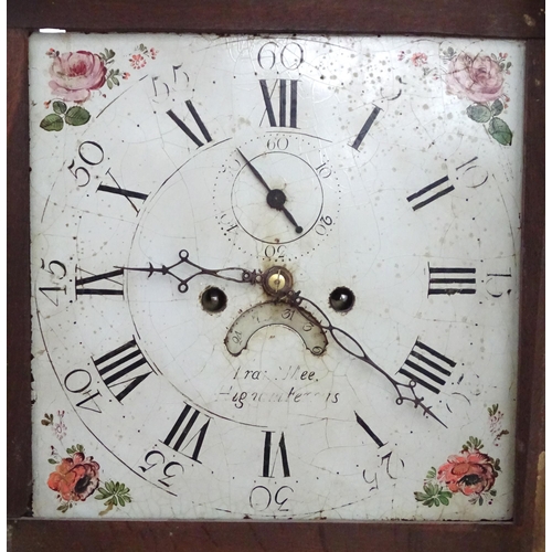 2281 - Francis Mee - Higham Ferrers : An oak cased 8-day long case clock with painted break arch 12