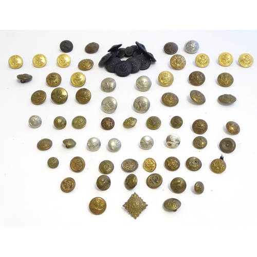 1344 - A collection of 20thC military tunic buttons, including the Durham Light Infantry, The York and Lanc... 