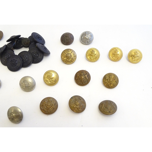 1344 - A collection of 20thC military tunic buttons, including the Durham Light Infantry, The York and Lanc... 