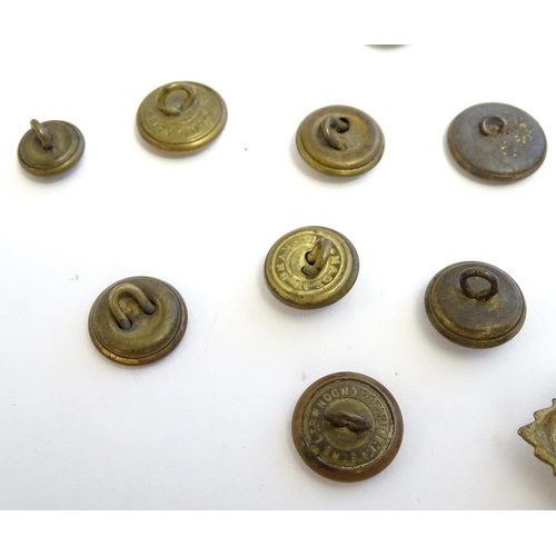 1344 - A collection of 20thC military tunic buttons, including the Durham Light Infantry, The York and Lanc... 