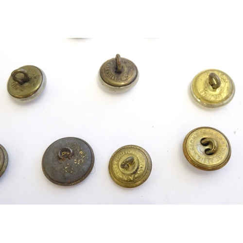 1344 - A collection of 20thC military tunic buttons, including the Durham Light Infantry, The York and Lanc... 