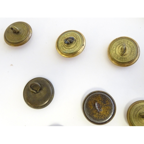 1344 - A collection of 20thC military tunic buttons, including the Durham Light Infantry, The York and Lanc... 