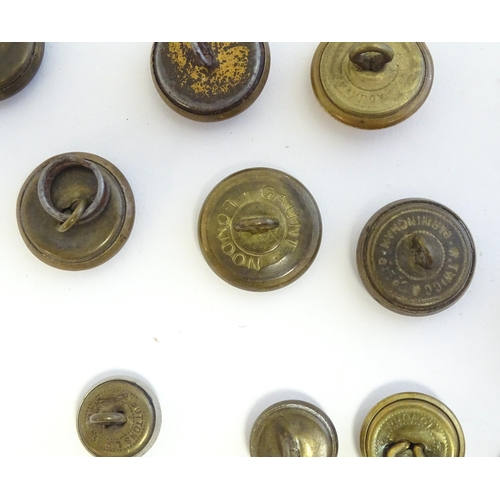 1344 - A collection of 20thC military tunic buttons, including the Durham Light Infantry, The York and Lanc... 