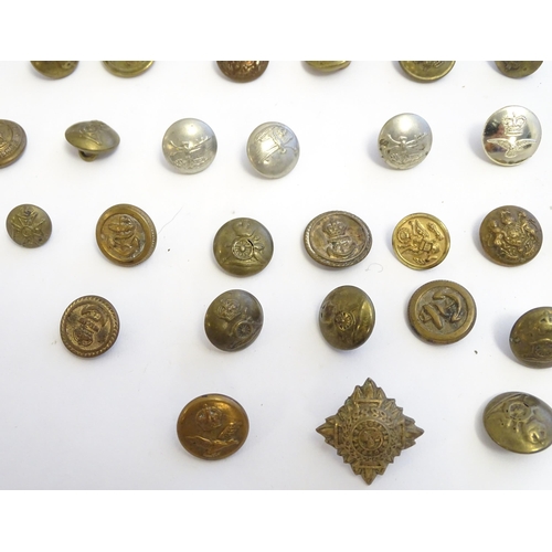 1344 - A collection of 20thC military tunic buttons, including the Durham Light Infantry, The York and Lanc... 