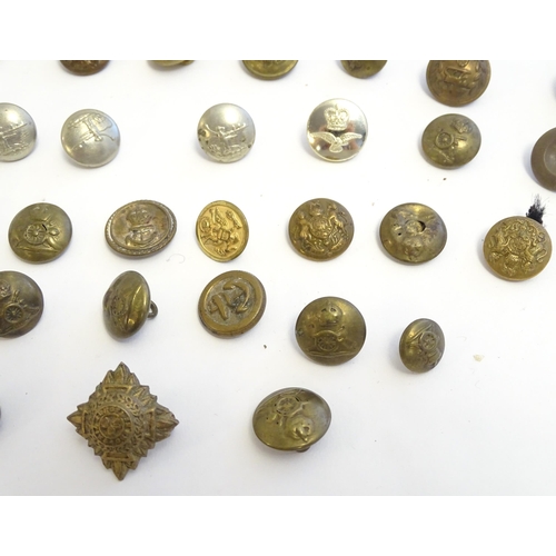 1344 - A collection of 20thC military tunic buttons, including the Durham Light Infantry, The York and Lanc... 