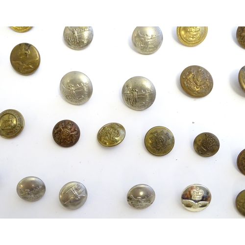 1344 - A collection of 20thC military tunic buttons, including the Durham Light Infantry, The York and Lanc... 