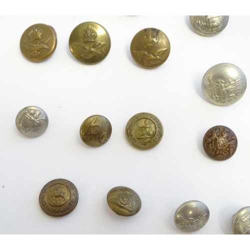 1344 - A collection of 20thC military tunic buttons, including the Durham Light Infantry, The York and Lanc... 