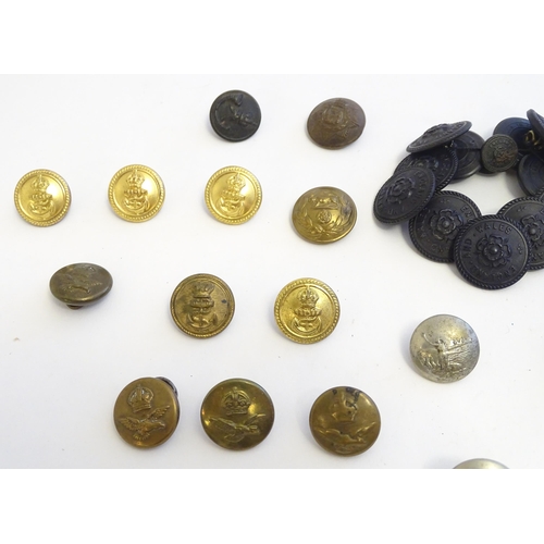 1344 - A collection of 20thC military tunic buttons, including the Durham Light Infantry, The York and Lanc... 