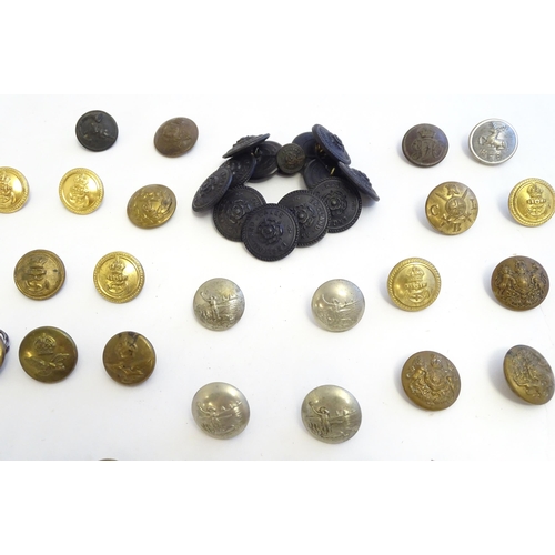 1344 - A collection of 20thC military tunic buttons, including the Durham Light Infantry, The York and Lanc... 