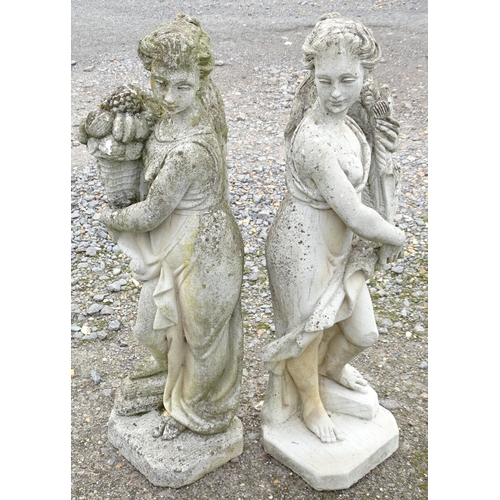 1587 - Garden & Architectural, Salvage: two mid 20thC reconstituted stone caryatid statues, each standing 3... 