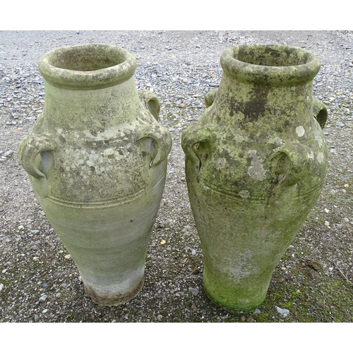 1588 - Garden & Architectural, Salvage: a pair of white terracotta amphora urns, each standing 24