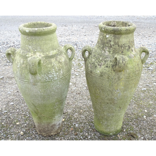 1588 - Garden & Architectural, Salvage: a pair of white terracotta amphora urns, each standing 24