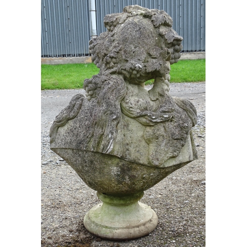 1589 - Garden & Architectural, Salvage: an early to mid 20thC reconstituted stone female Bacchanalian bust ... 