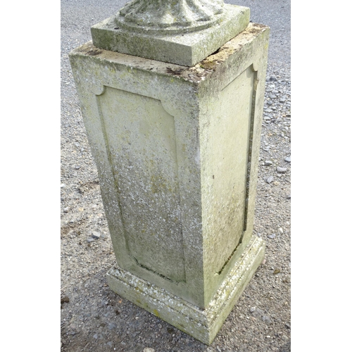 1592 - Garden & Architectural, Salvage: a pair of mid 20thC reconstituted stone classical urns, standing on... 