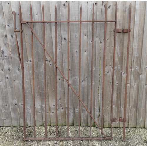 1593A - Garden & Architectural, Salvage: a 19thC blacksmith-made hand forged wrought iron gate with spear ti... 