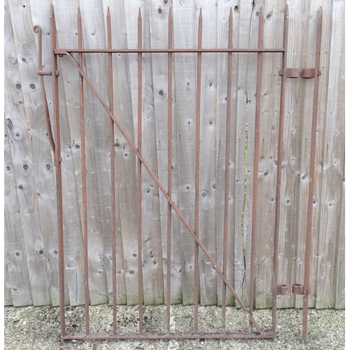 1593A - Garden & Architectural, Salvage: a 19thC blacksmith-made hand forged wrought iron gate with spear ti... 