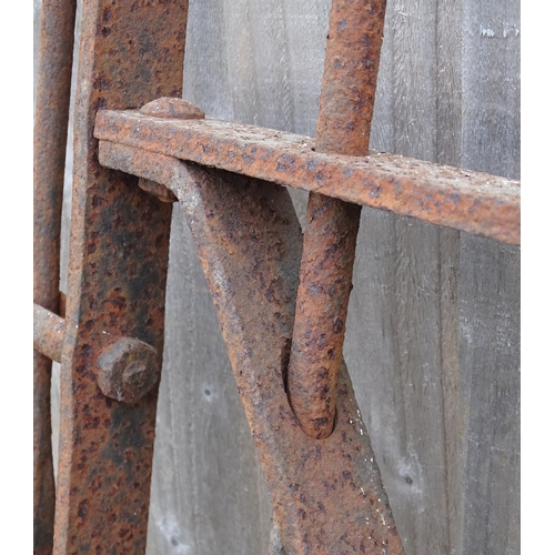 1593A - Garden & Architectural, Salvage: a 19thC blacksmith-made hand forged wrought iron gate with spear ti... 