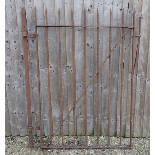 1593A - Garden & Architectural, Salvage: a 19thC blacksmith-made hand forged wrought iron gate with spear ti... 