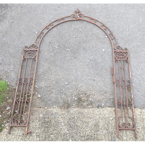 1597A - Garden & Architectural, Salvage: a late 19thC French wrought iron garden /gate arch, with reticulate... 